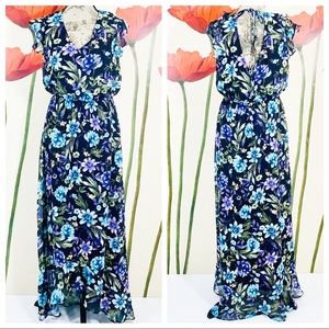Emma & Michele Navy Blue Floral Long Maxi Dress